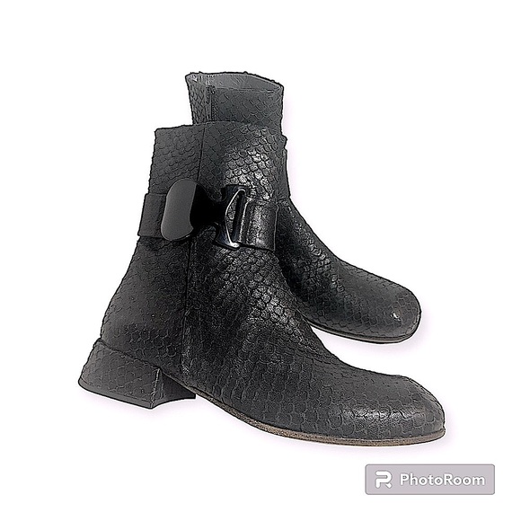 New Ixos Made in Italy Python-effect leather boot booties Black Size 37.5 - Picture 2 of 14